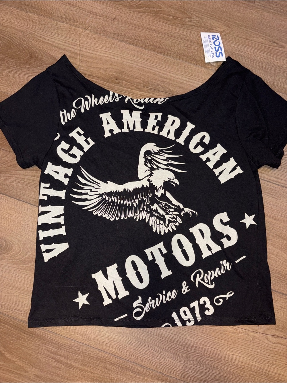 Black American Motors Graphic Off The Shoulder Tee
